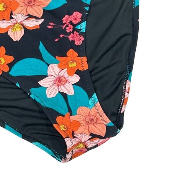 Cupshe Cynthia Floral High-Waisted Plus Size Bikini Bottom 1X NWT – Black Floral - Picture 9 of 12